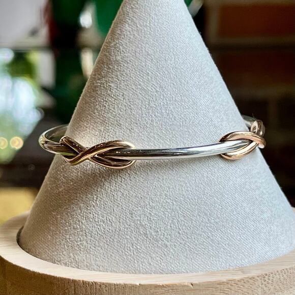TIFFANY & CO. Infinity Double Cuff Bracelet Sterling Silver 18K Rose Gold - Picture 1 of 6
